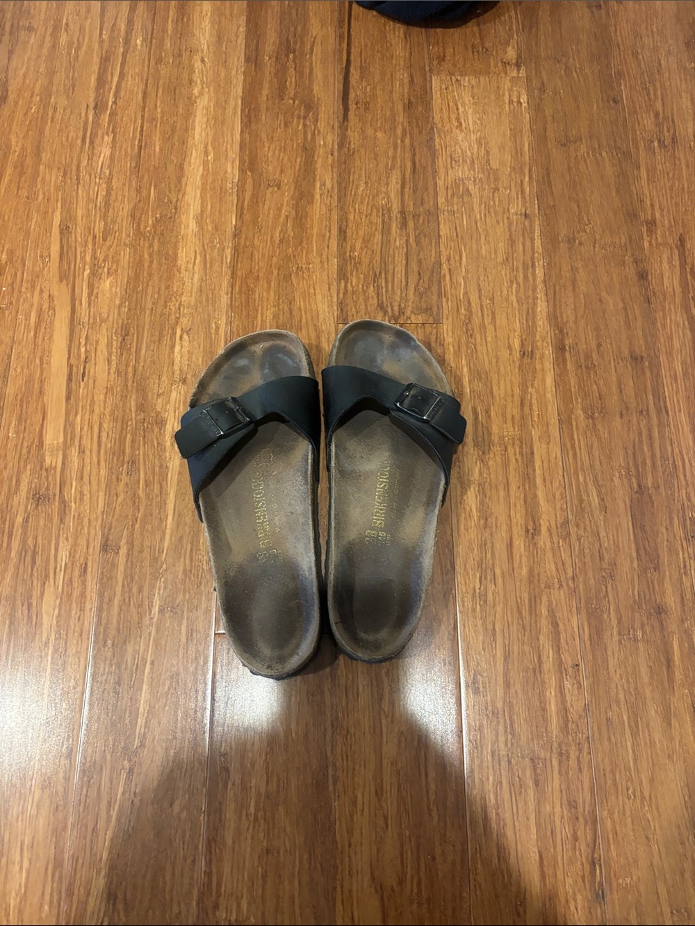 Birkenstock Black Single-Strap Footbed Sandals
